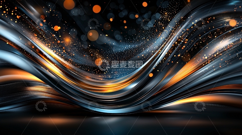 高清大图下载【趣麦麦图】金色光线下的抽象水流