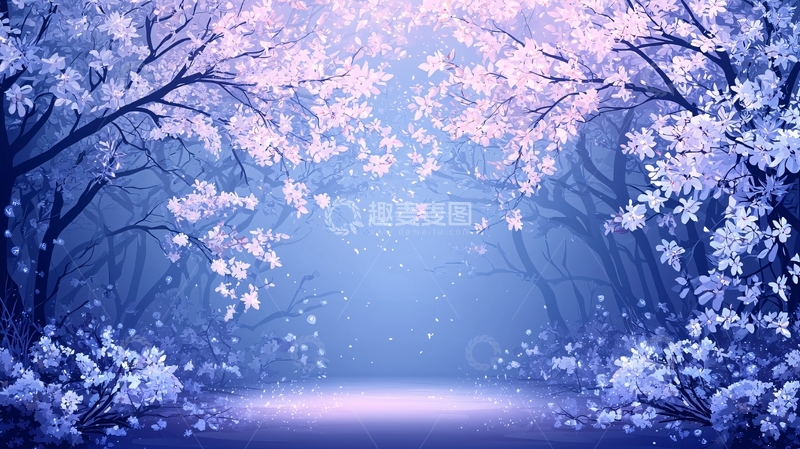 高清大图下载【趣麦麦图】冬季蓝色树木雪景