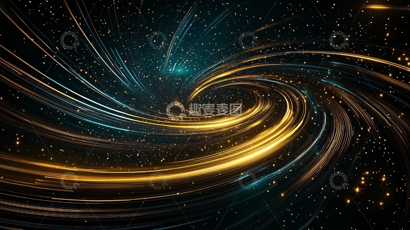 高清大图下载【趣麦麦图】金色光线漩涡星空背景