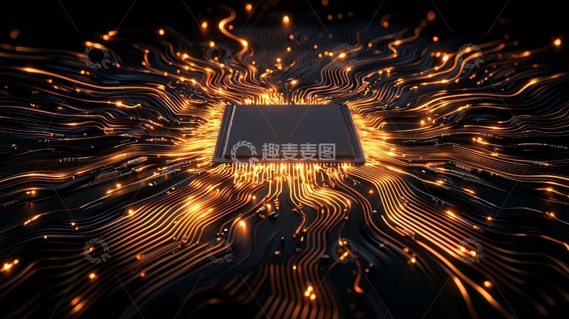 高清大图下载【趣麦麦图】中心芯片被光线围绕