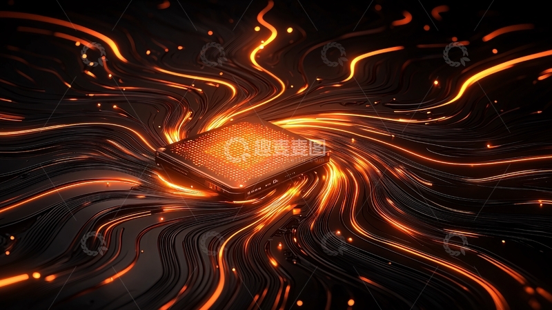 高清大图下载【趣麦麦图】科技芯片能量流动