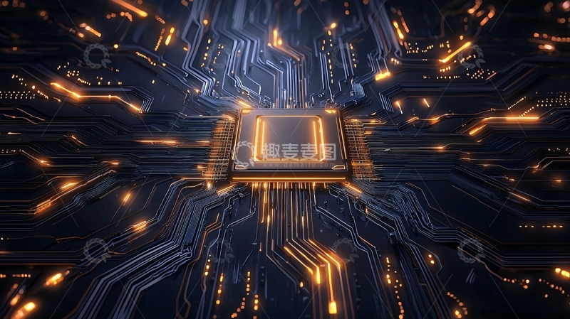 高清大图下载【趣麦麦图】科技感芯片电路板发光