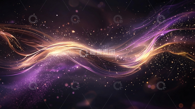 高清大图下载【趣麦麦图】紫色金色宇宙星空背景
