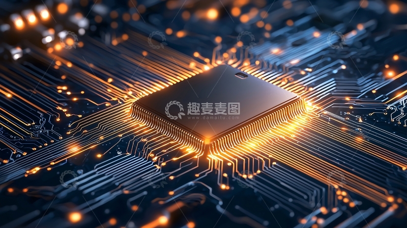 高清大图下载【趣麦麦图】芯片电路板发光效果