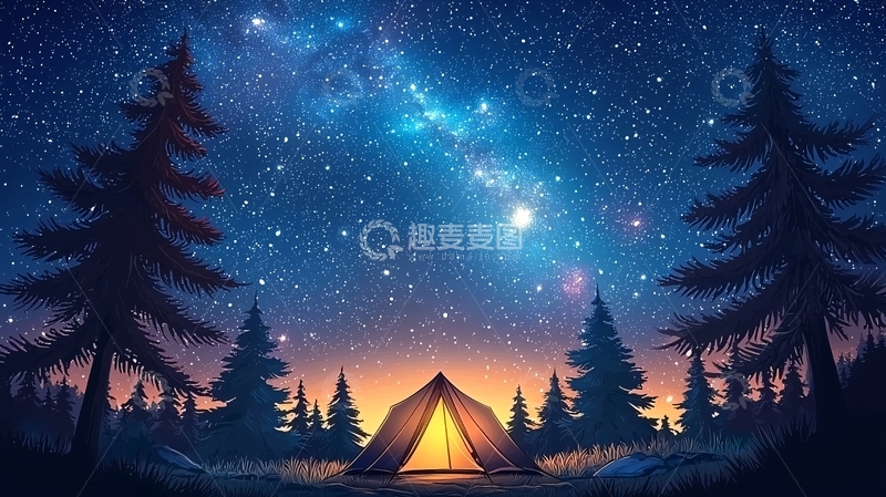 高清大图下载【趣麦麦图】星空下的帐篷