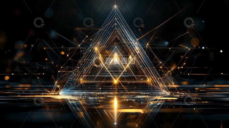 高清大图下载【趣麦麦图】三角形发光线条科技感背景