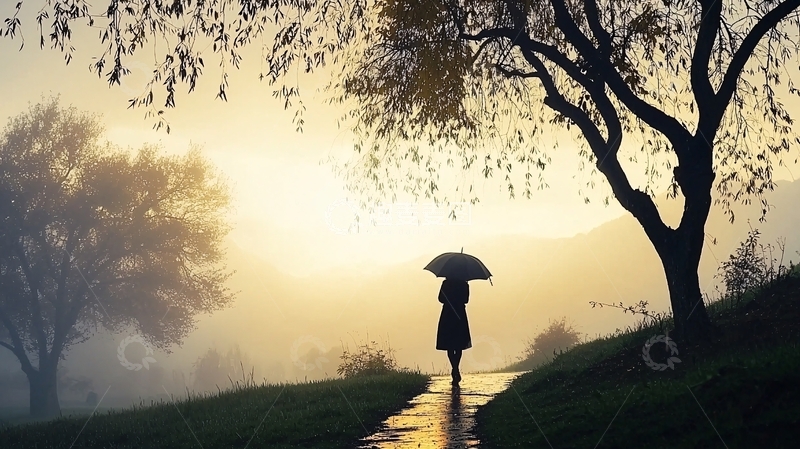 高清大图下载【趣麦麦图】雨中孤独的身影