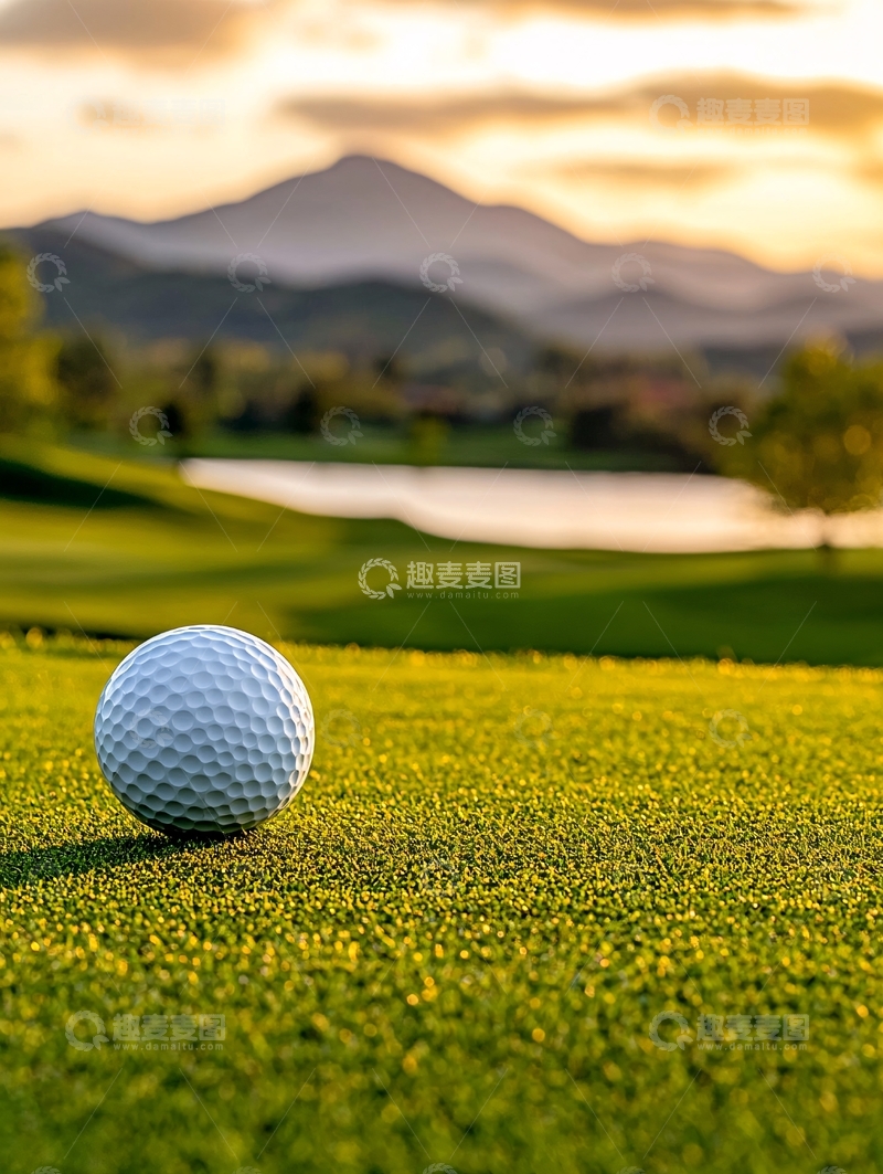 高清大图下载【趣麦麦图】高尔夫球场日落美景