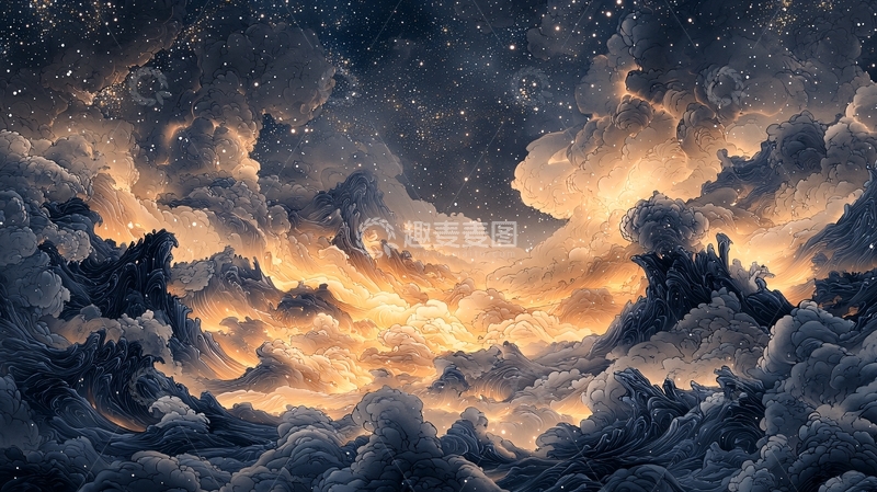 高清大图下载【趣麦麦图】云层中耀眼的光芒