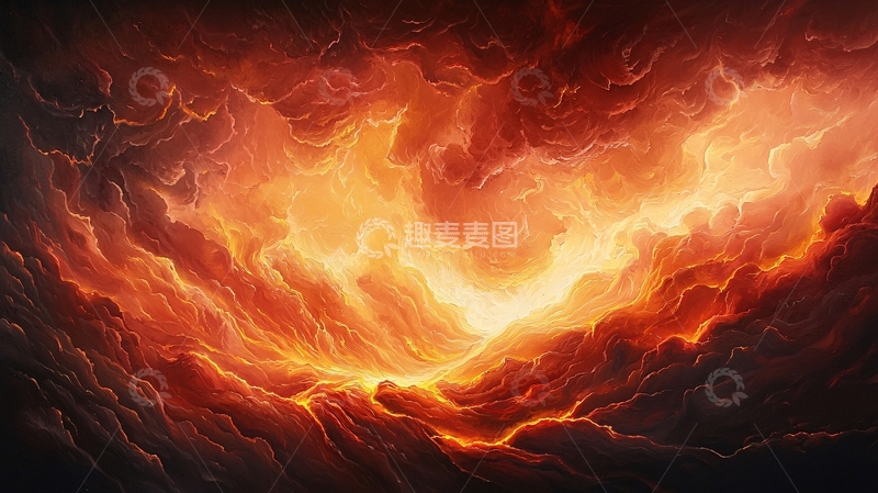 高清大图下载【趣麦麦图】火红色云雾缭绕的壮丽景象