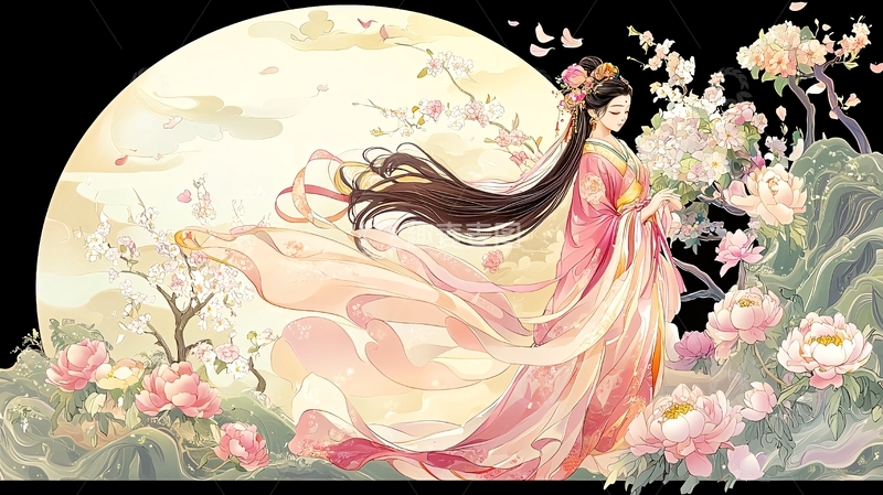 高清大图下载【趣麦麦图】月下美人翩翩起舞
