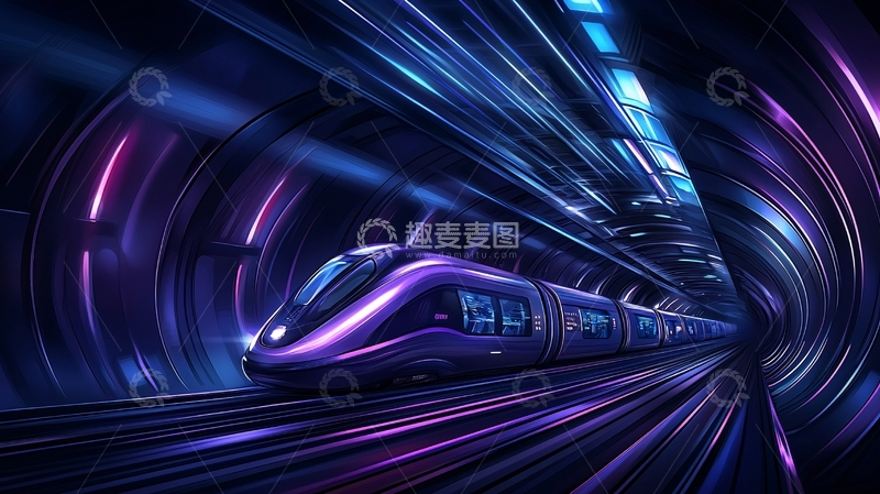 高清大图下载【趣麦麦图】高速列车穿梭隧道