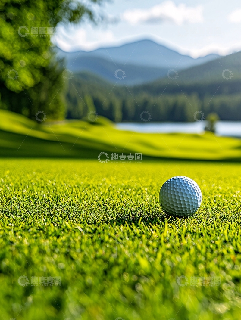 高清大图下载【趣麦麦图】高尔夫球场草地上的球