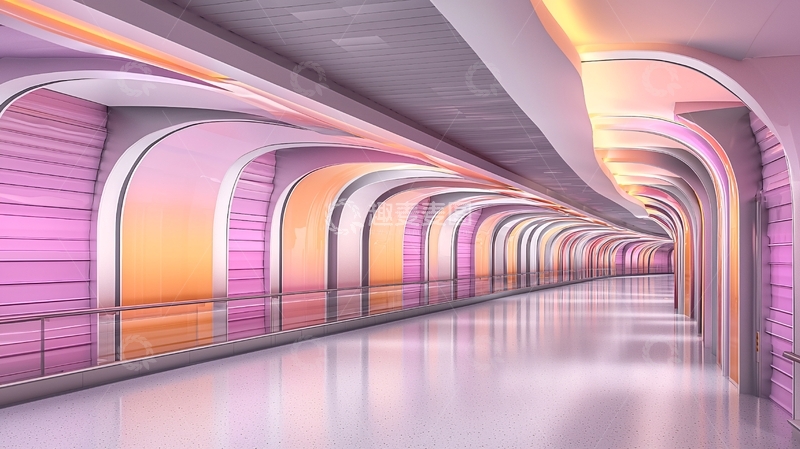 高清大图下载【趣麦麦图】粉色梦幻隧道背景