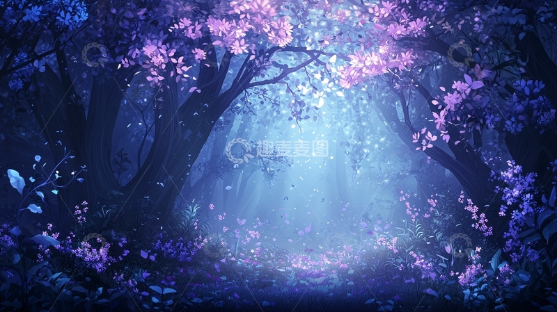 高清大图下载【趣麦麦图】奇幻森林夜景