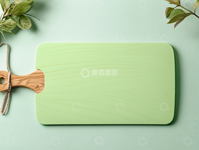 高清大图下载【趣麦麦图】绿色砧板与厨具静物