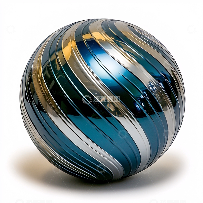 高清大图下载【趣麦麦图】蓝色银色螺旋球体