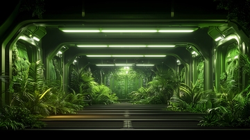 科幻绿色植物通道