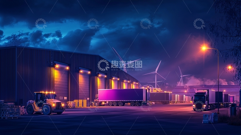 高清大图下载【趣麦麦图】夜间货运站高清图片