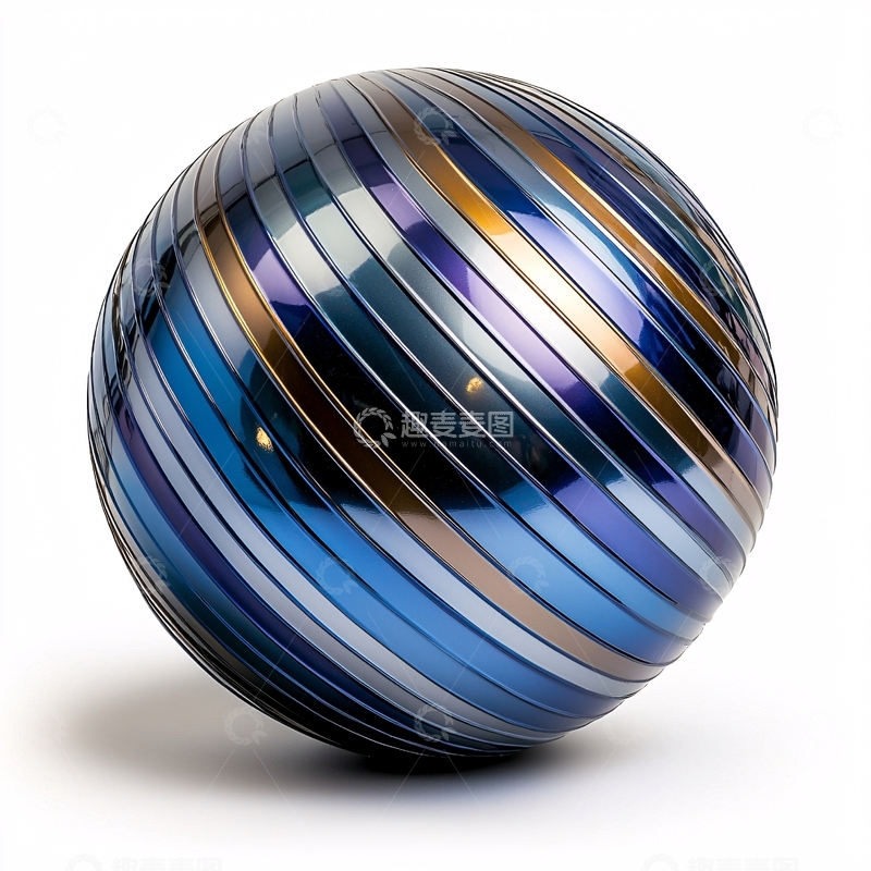高清大图下载【趣麦麦图】蓝色条纹玻璃球体