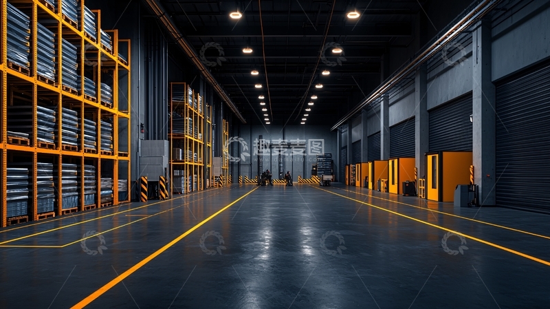 高清大图下载【趣麦麦图】仓库内部货架排列