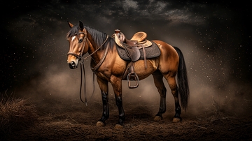 棕色马匹与马鞍的特写