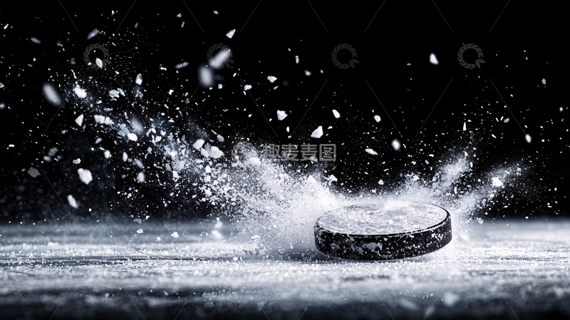 高清大图下载【趣麦麦图】冰球撞击瞬间特写