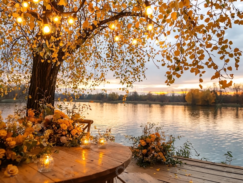 高清大图下载【趣麦麦图】秋日湖畔的浪漫