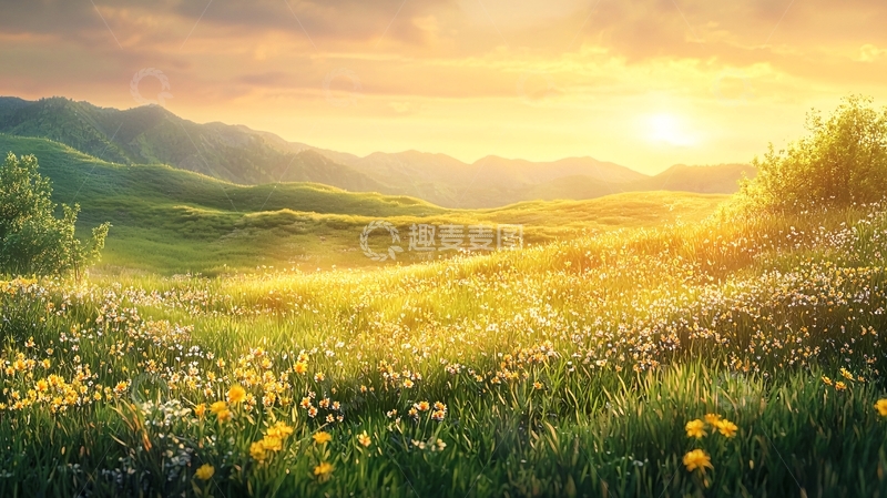 高清大图下载【趣麦麦图】阳光下的绿色田野