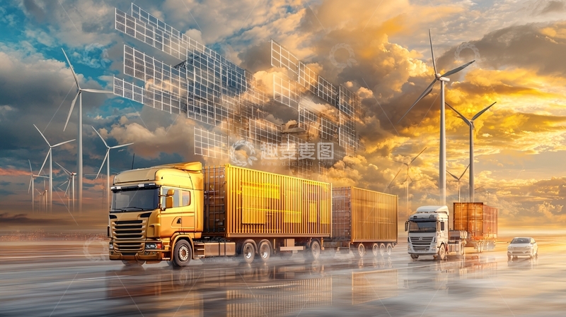高清大图下载【趣麦麦图】绿色能源运输未来图景