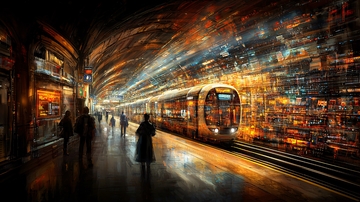 地铁站台的快速列车