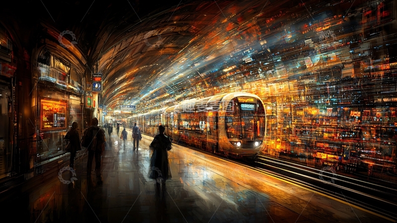 高清大图下载【趣麦麦图】地铁站台的快速列车