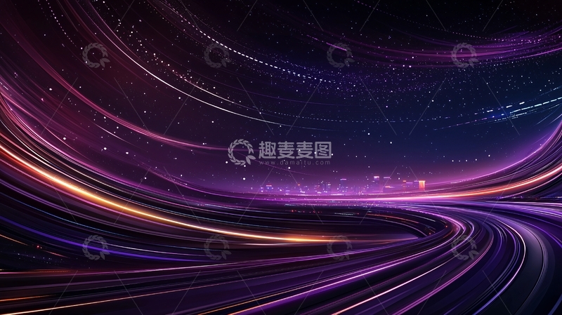 高清大图下载【趣麦麦图】紫色星空线条光效