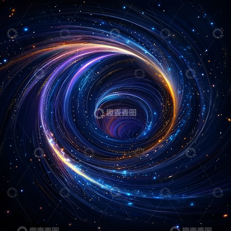 高清大图下载【趣麦麦图】宇宙黑洞扭曲时空漩涡