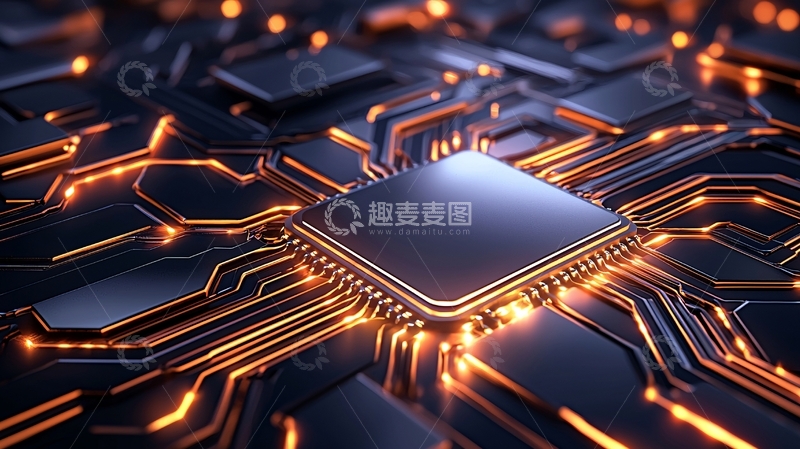 高清大图下载【趣麦麦图】芯片发光特写