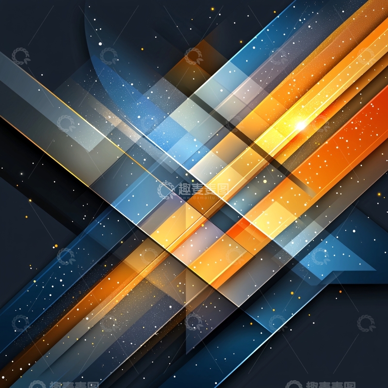 高清大图下载【趣麦麦图】蓝色橙色几何抽象