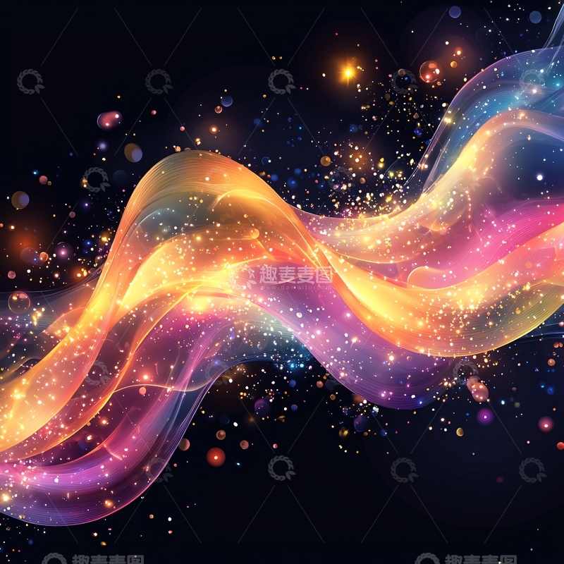 高清大图下载【趣麦麦图】彩色光线波浪与闪光