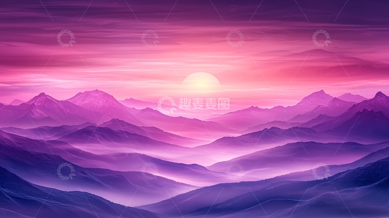 高清大图下载【趣麦麦图】紫色的山脉日出