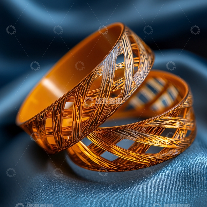 高清大图下载【趣麦麦图】金色镂空手镯