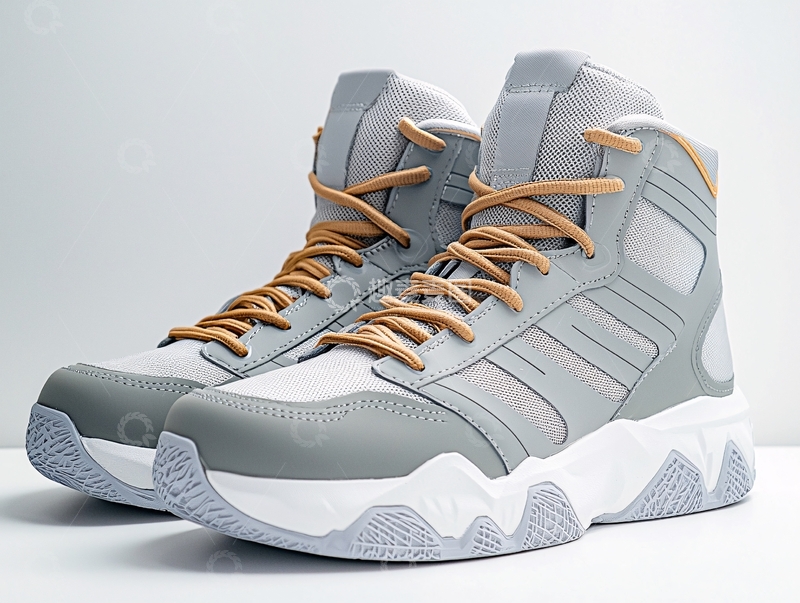 高清大图下载【趣麦麦图】灰色高帮运动鞋特写