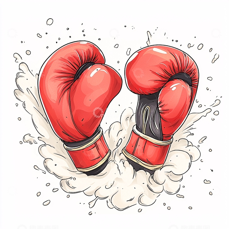 高清大图下载【趣麦麦图】红色拳击手套碰撞