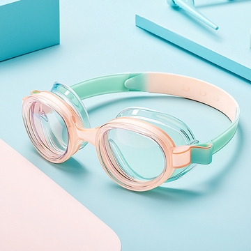 粉色边框的泳镜特写