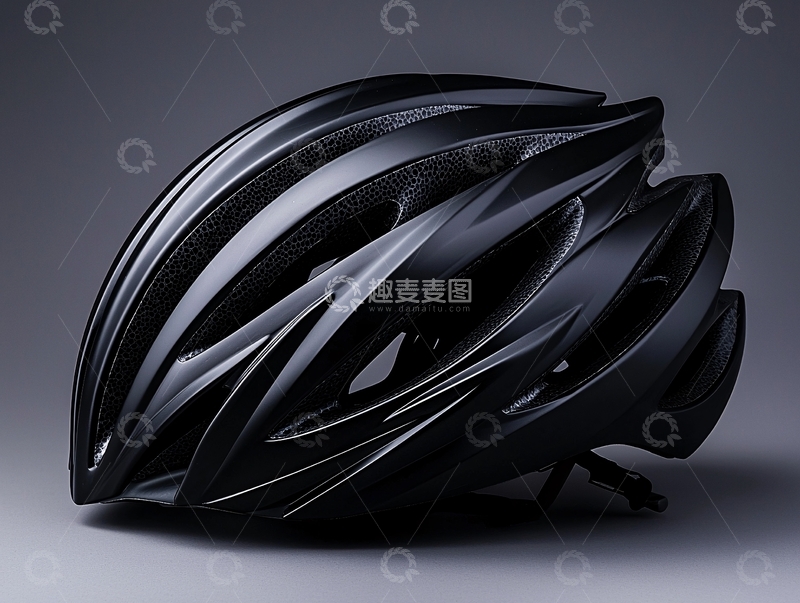 高清大图下载【趣麦麦图】黑色流线型自行车头盔