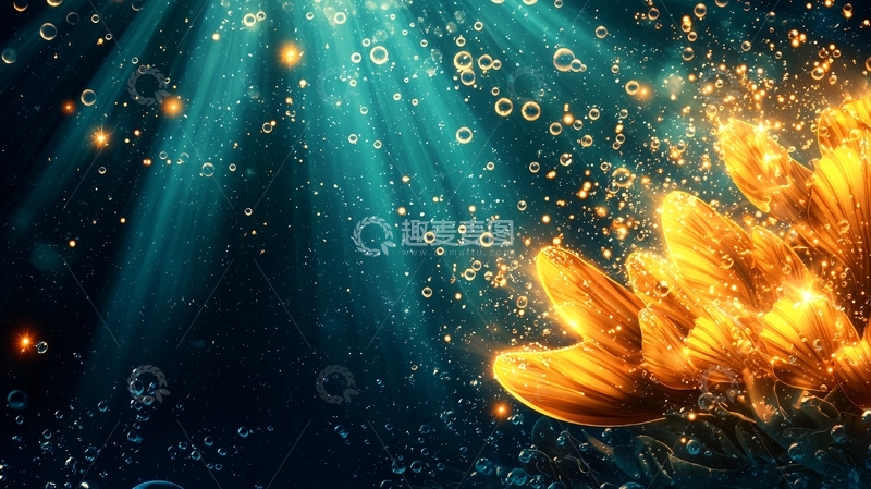 高清大图下载【趣麦麦图】海底光芒照耀的金色珊瑚