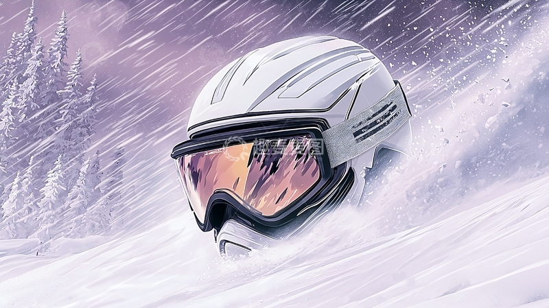 高清大图下载【趣麦麦图】白色滑雪头盔