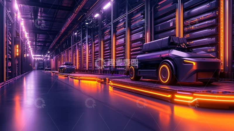 高清大图下载【趣麦麦图】赛博朋克风格的无人车