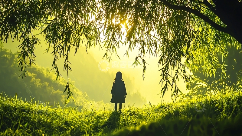 高清大图下载【趣麦麦图】森林中的孤独女孩