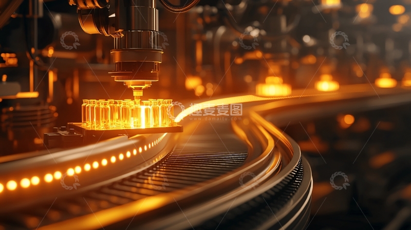 高清大图下载【趣麦麦图】工业自动化生产线上的熔融金属