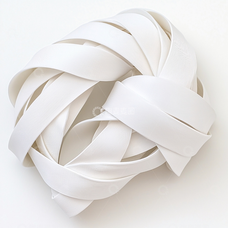 高清大图下载【趣麦麦图】白色缎带缠绕的抽象形状