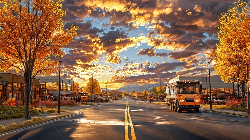 高清大图下载【趣麦麦图】秋日暖阳下的道路景色